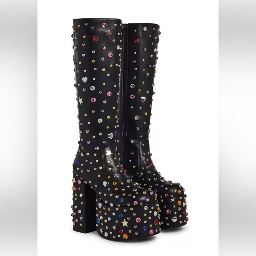 Current Mood Multicolor Studded Black Platforms - image 1